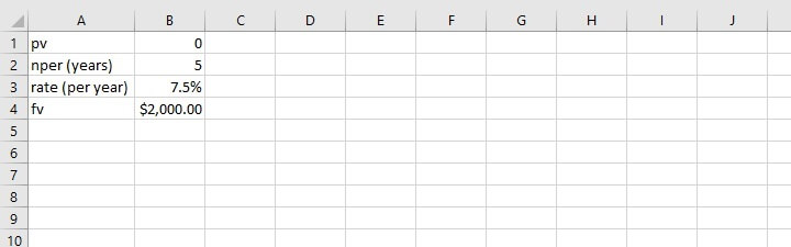 pmt function Excel - future value