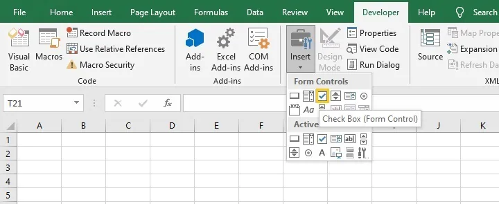 How to insert Check Box