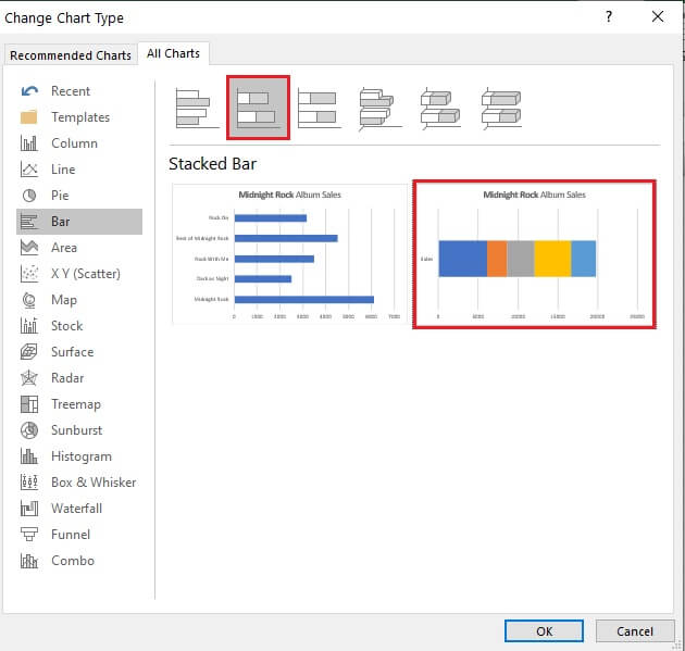 How to make a bar graph in Excel - stacked