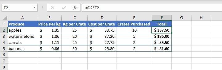 How to multiply in Excel