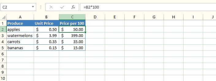 How to multiply in Excel