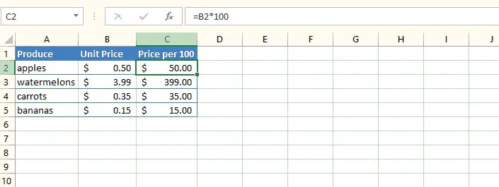 How to multiply in Excel