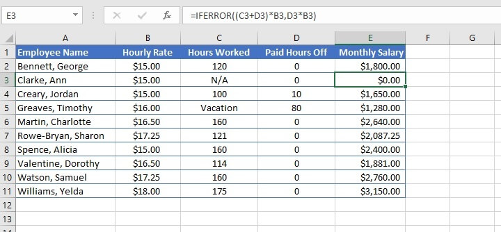 IFERROR Excel - If error, then perform a calculation