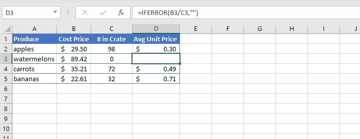 IFERROR Excel - If error then blank