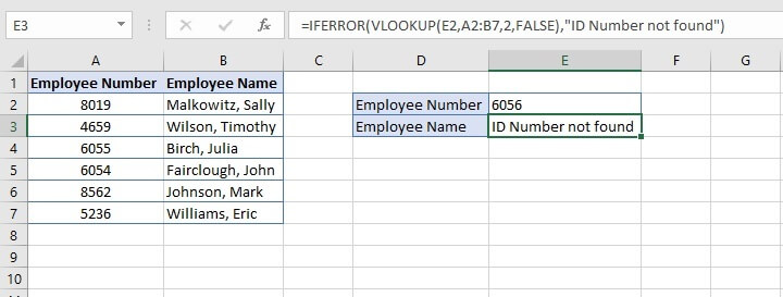 IFERROR Excel - If error, then show a message
