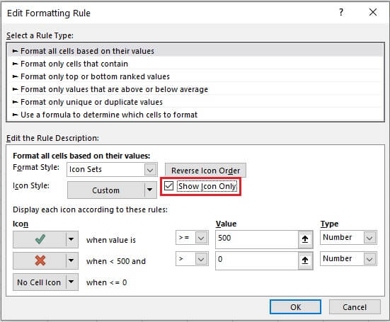 Check mark in Excel - conditional formatting