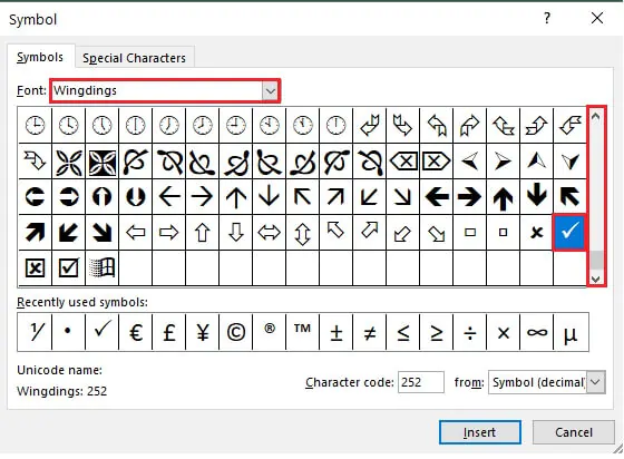 CheckMark in Excel (Examples)  How to insert checkmark symbol?