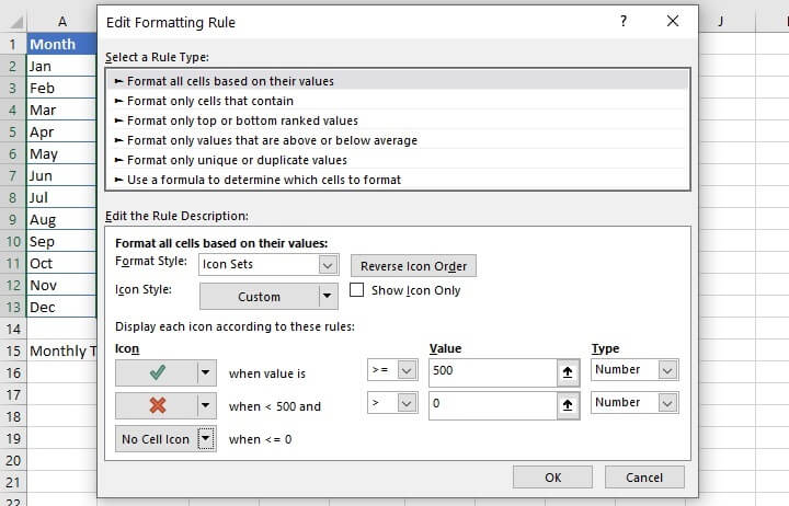 Check mark in Excel - conditional formatting