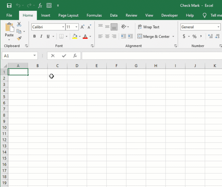 Check mark in Excel