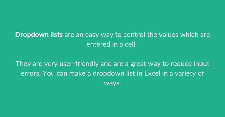 Excel drop down list