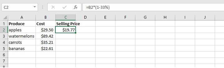 How to calculate percentage in Excel