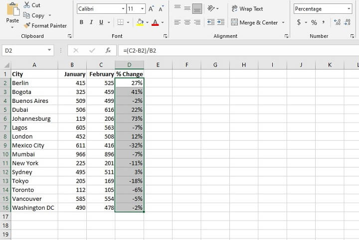 How to calculate percentage in Excel