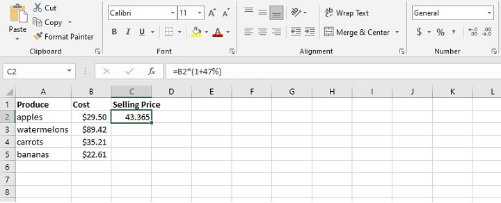 How to calculate percentage in Excel