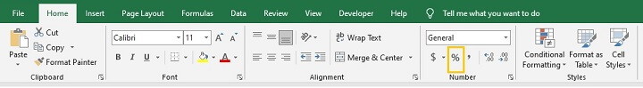 How to calculate percentage in Excel