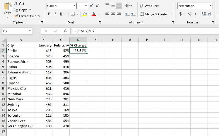 How to calculate percentage in Excel