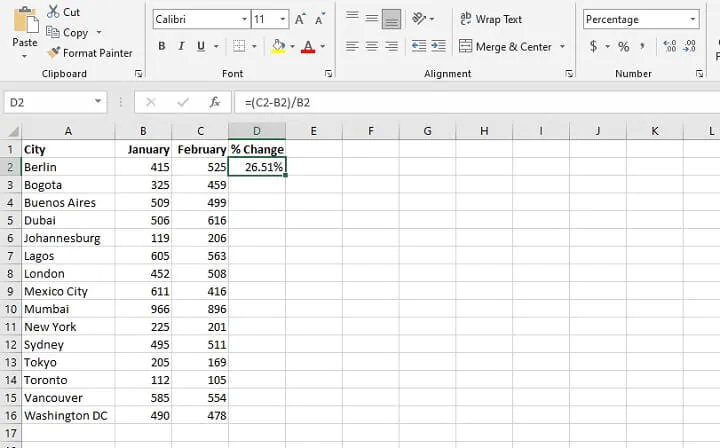 How to calculate percentage in Excel
