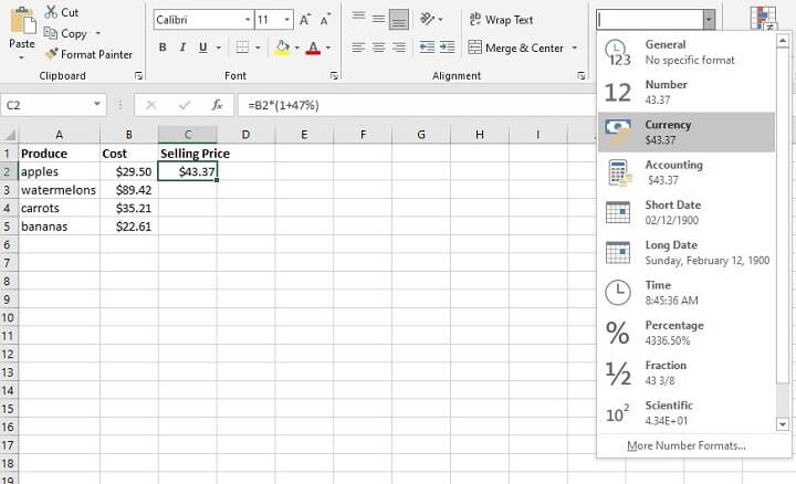 How to calculate percentage in Excel