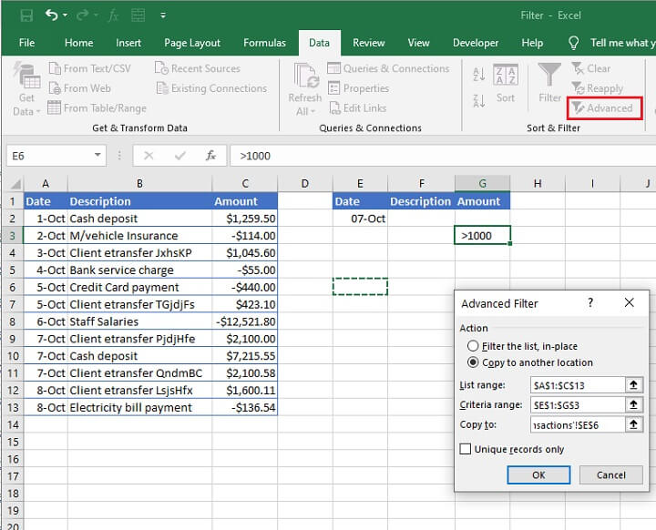 How to filter in Excel