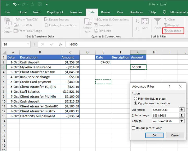 How to filter in Excel