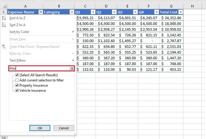 How to filter in Excel