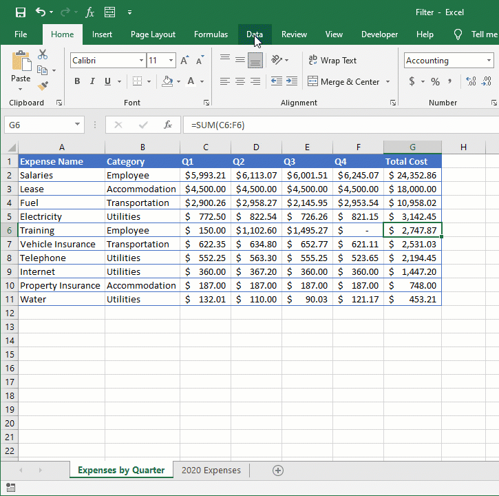 Cara memfilter di Excel
