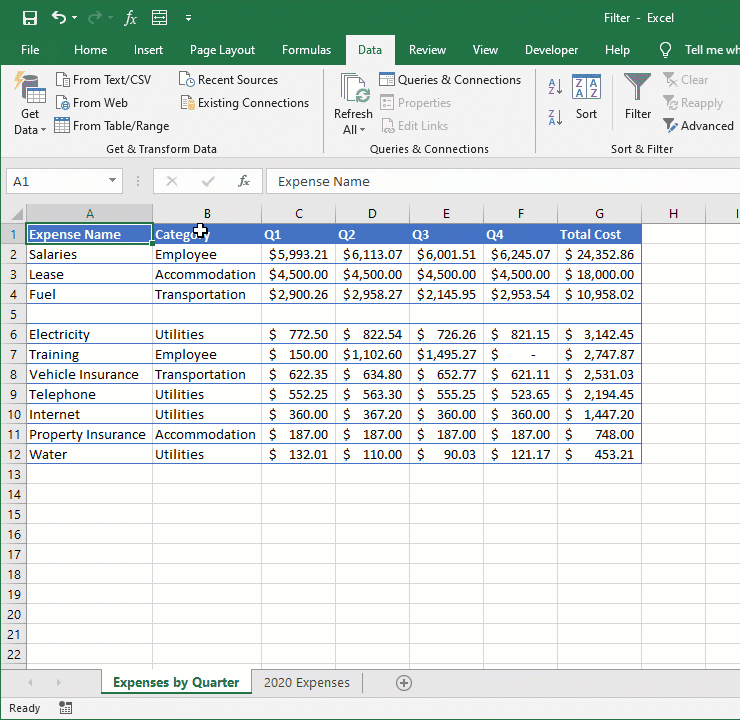 How to filter in Excel