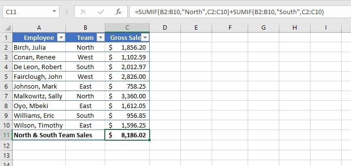 SUM function in Excel - SUMIF