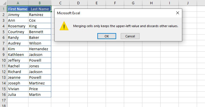 How to merge cells in Excel