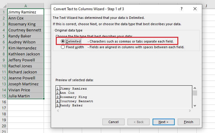 Split cells in Excel