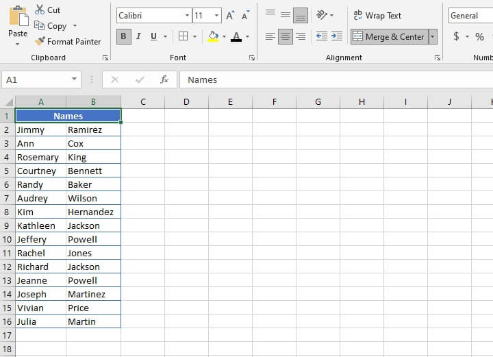 How to merge cells in Excel