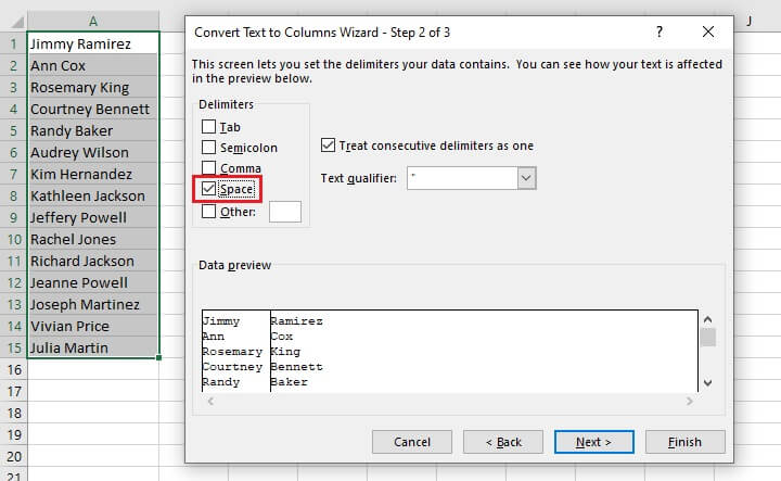 Split cells in Excel