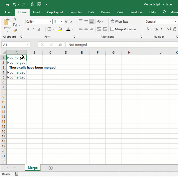 How to merge cells in Excel