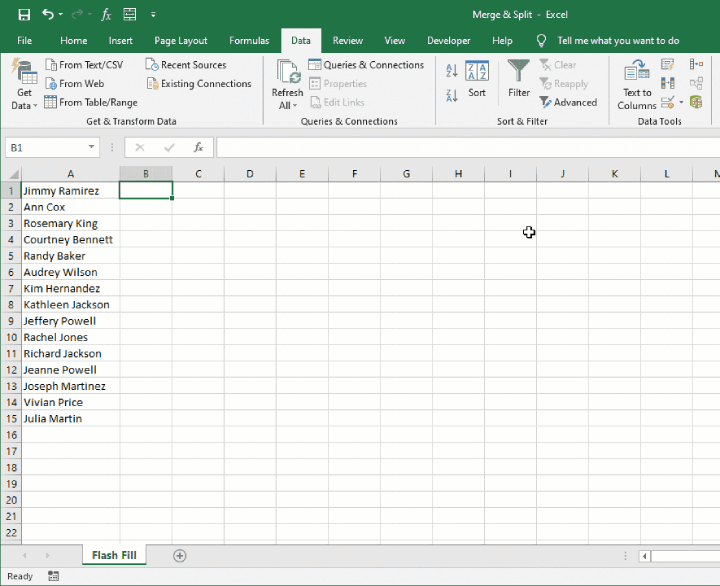 Split cells in Excel