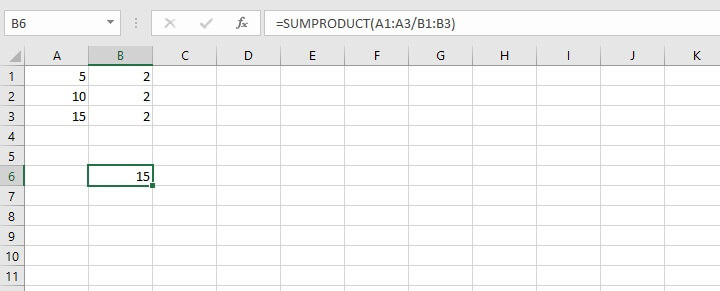 Excel sumproduct function - arithmetic operations