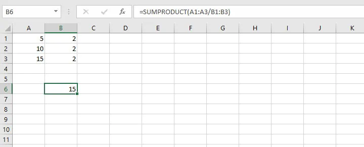 Excel sumproduct function - arithmetic operations
