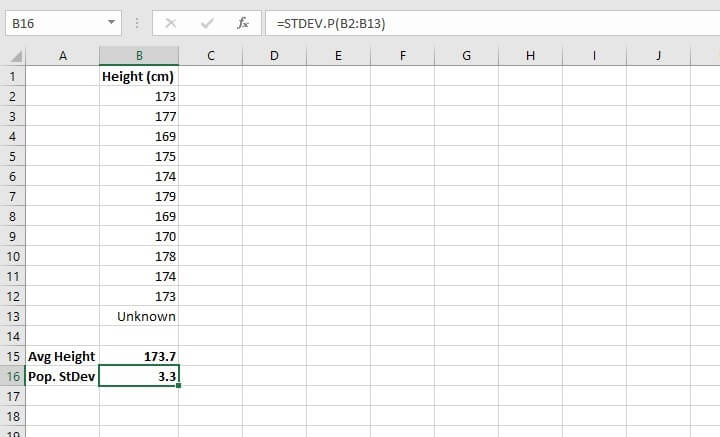 standard deviation formula in Excel