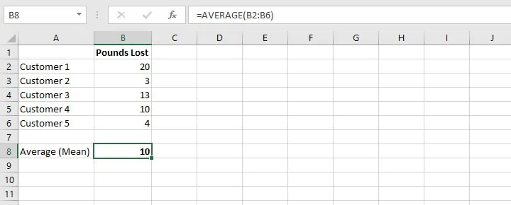 rumus deviasi standar di Excel