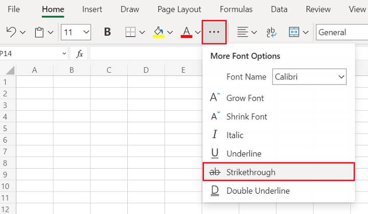 Strikethrough in Excel