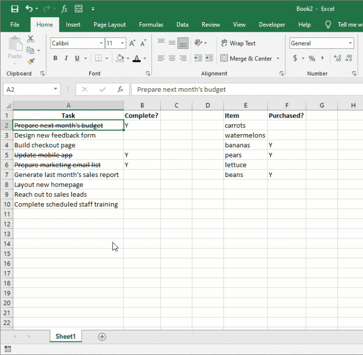 Dicoret di Excel