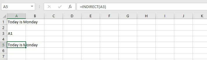 Excel indirect function