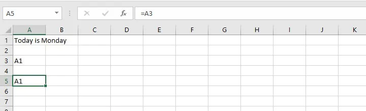 Excel indirect function