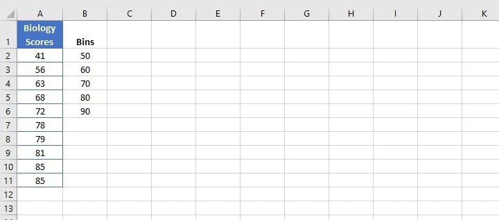 Excel histogram