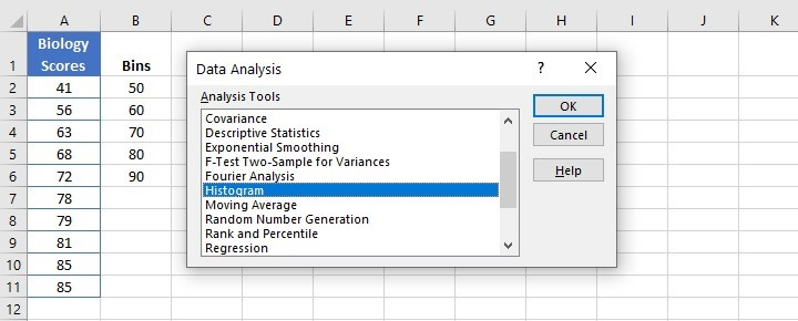 Excel histogram