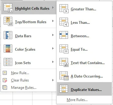 Temukan duplikat di Excel - pemformatan bersyarat