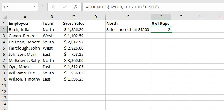 Basic Excel formulas - COUNTIFS function