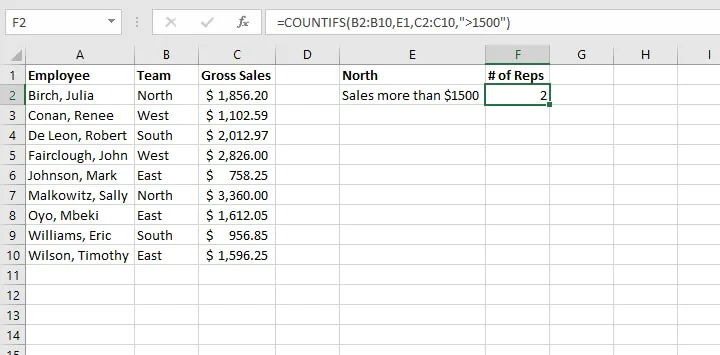 Basic Excel formulas - COUNTIFS function