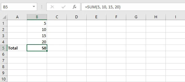 Basic Excel formulas - SUM function