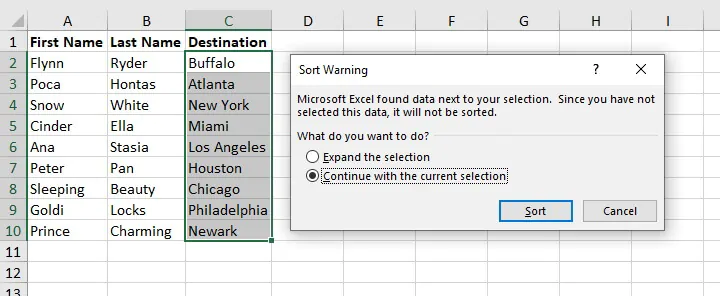 How to alphabetize in Excel