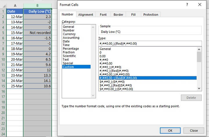 Excel custom number format