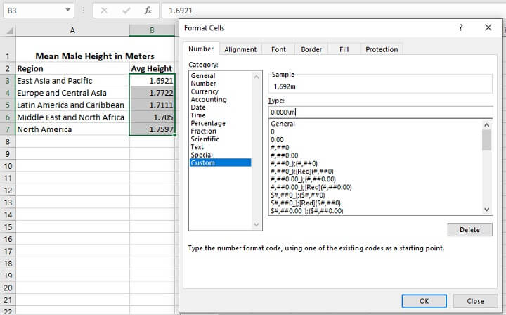 Excel custom number format